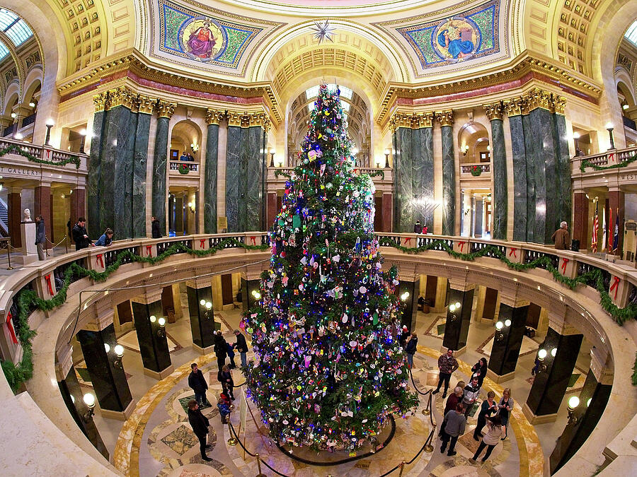 Christmas Tree -Capitol - Madison - Wisconsin 1 Photograph by Steven Ralser
