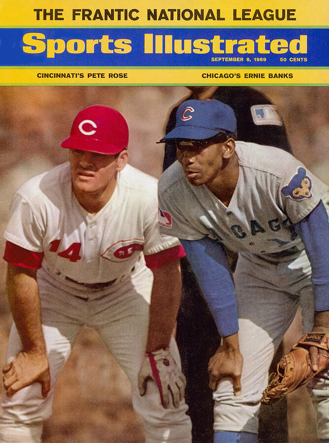 Pete Rose and Ernie Banks on Field Photograph - Cincinnati Reds Pete Rose And Chicago Cubs Ernie Banks Sports Illustrated Cover by Sports Illustrated
