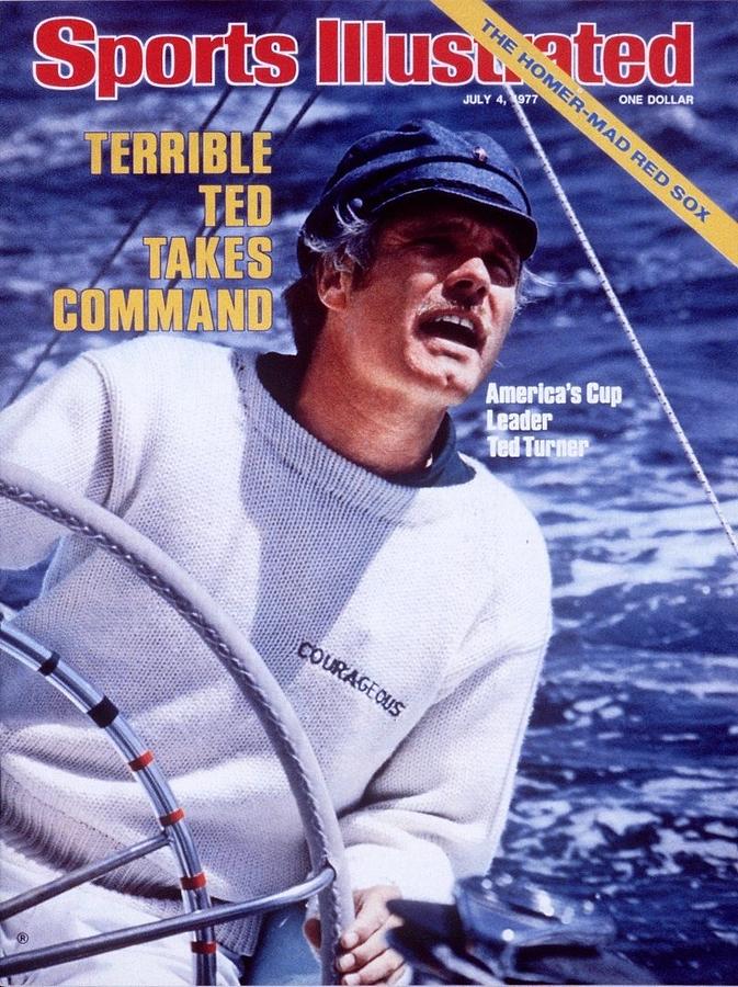 Ted Turner on 1977 Sports Illustrated Cover Photograph - Courageous Skipper Ted Turner, 1977 Americas Cup Sports Illustrated Cover by Sports Illustrated