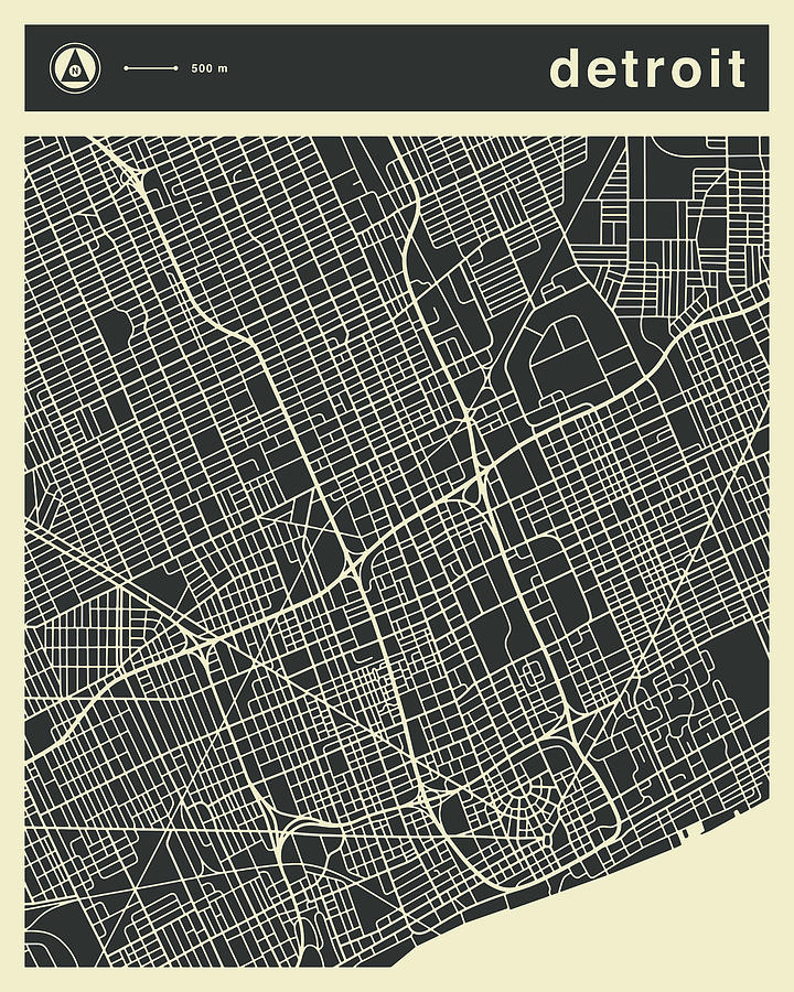 Detroit Map Blue Detroit Map 3 by Jazzberry Blue