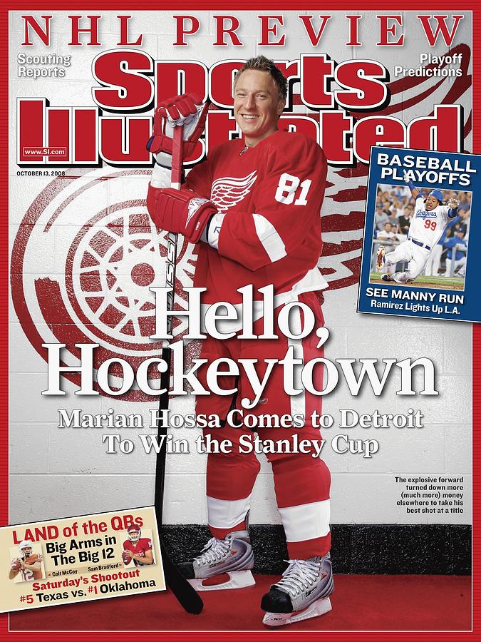 Marian Hossa on Sports Illustrated Cover Photograph - Detroit Red Wings Marian Hossa, 2008 Nhl Hockey Preview Sports Illustrated Cover by Sports Illustrated