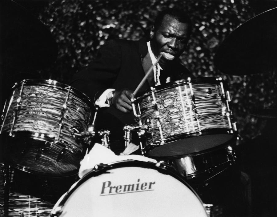 Renowned Jazz Drummer Performing Live Photograph - Elvin Jones On Drums by David Redfern