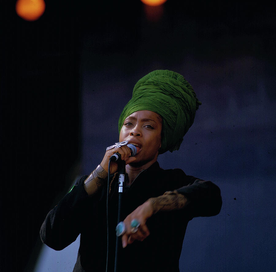 Singer with Green Headwrap Photograph - Erykah Badu by David Redfern
