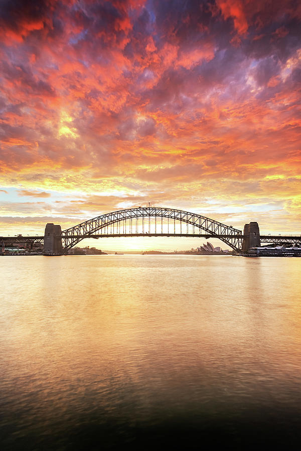 Fire Over The Bridge Photograph by Monamifoto