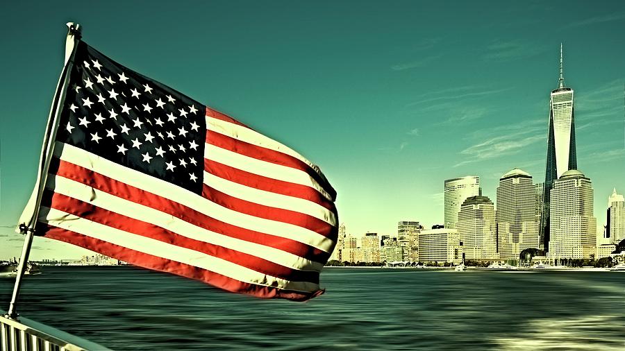 Freedom Tower & Flag Digital Art by Massimo Ripani