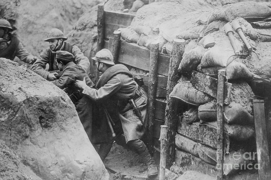 French Capturing Germans In Trenches by Bettmann