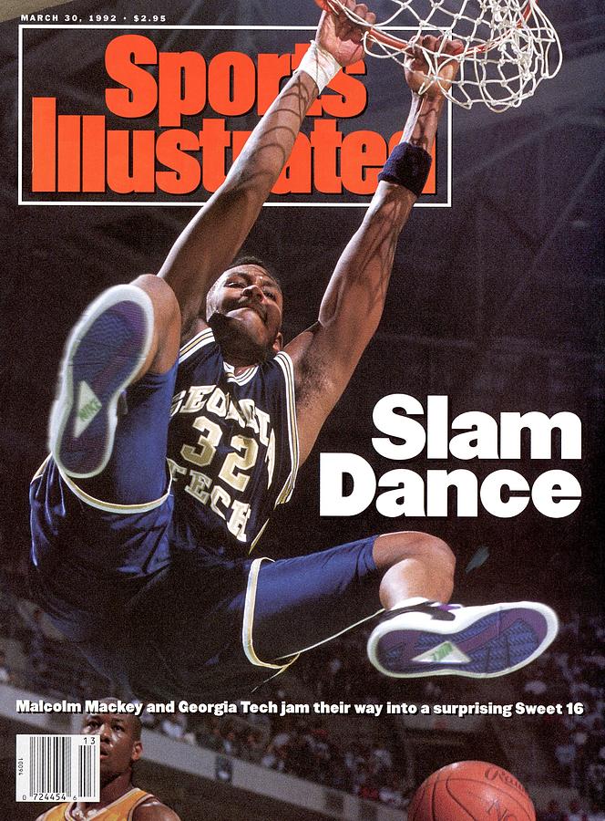 Basketball Slam Dunk on Sports Illustrated Photograph - Georgia Tech Malcolm Mackey, 1992 Ncaa Midwest Regional Sports Illustrated Cover by Sports Illustrated
