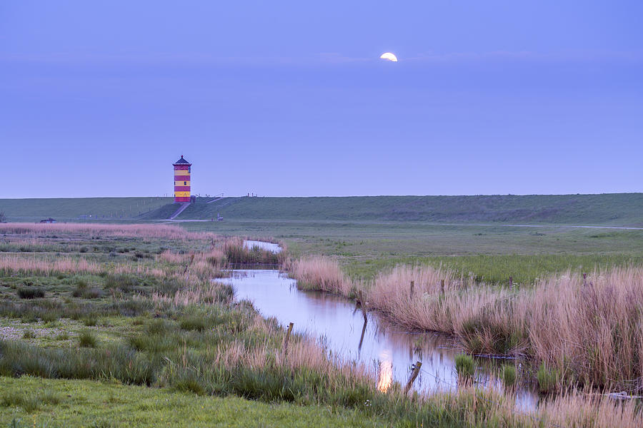 Germany, Lower Saxony, Pilsum, North Sea, East Frisia, Ostfriesland, Pilsum Lighthouse Digital Art by Christian Back