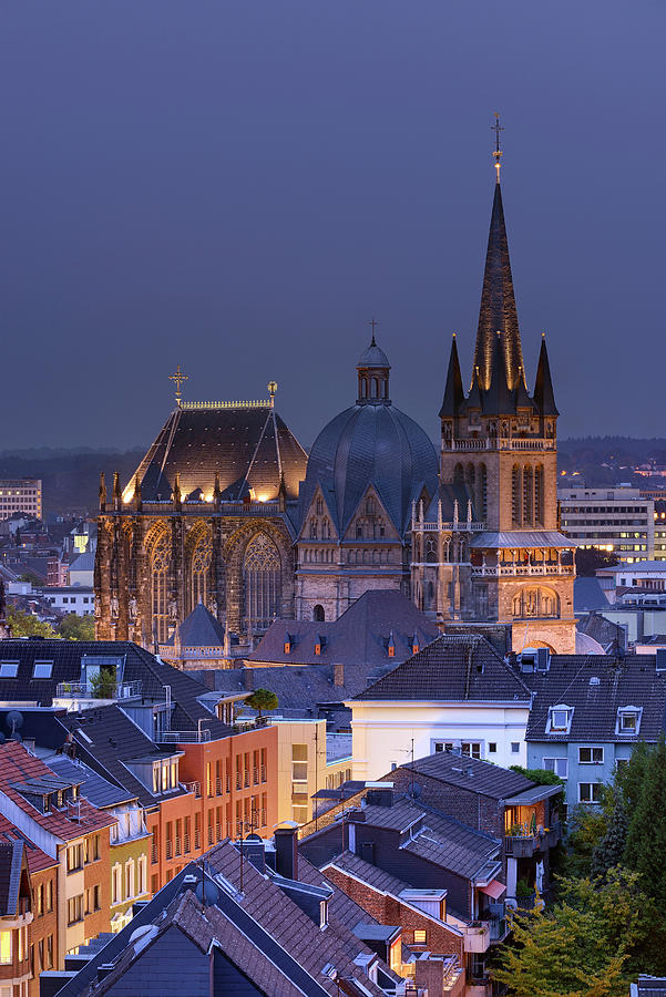 Germany, North Rhine-westphalia, Aachen, Aachen Cathedral As Seen From An Elevated Viewpoint Digital Art by Francesco Carovillano