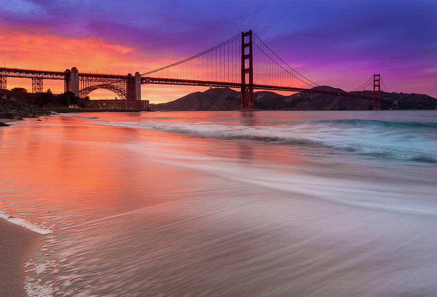 Golden Gate Bridge At Sunset by J. Andruckow