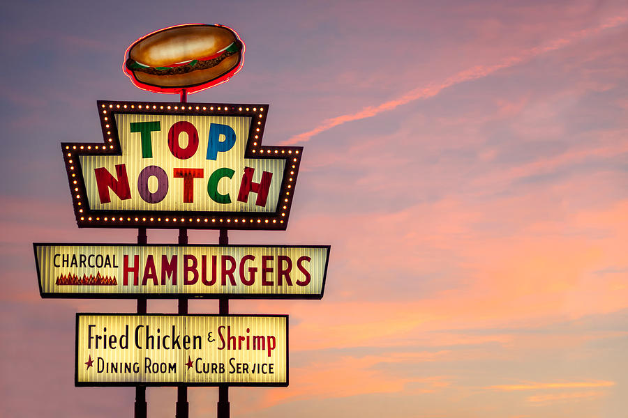 Vintage Top Notch Hamburgers Sign Photograph - Grade A by Slow Fuse Photography