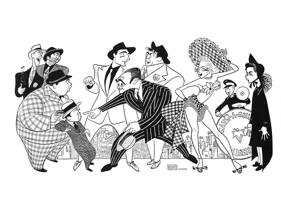 Guys and Dolls Cartoon Scene Drawing - Guys And Dolls by Al Hirschfeld