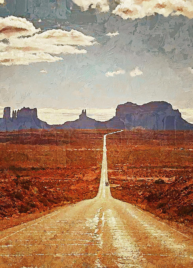 Highway in the Desert - 04 Painting by AM FineArtPrints