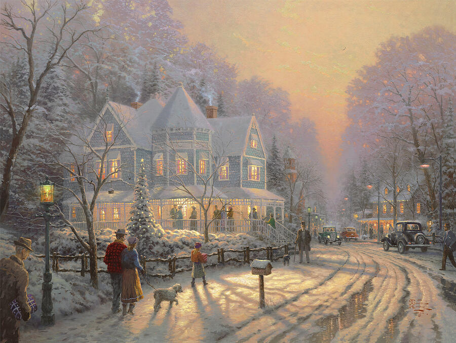 トーマスキンケード A Holiday Gathering ホリデー IOAE Holiday Gathering by Thomas Kinkade Studios