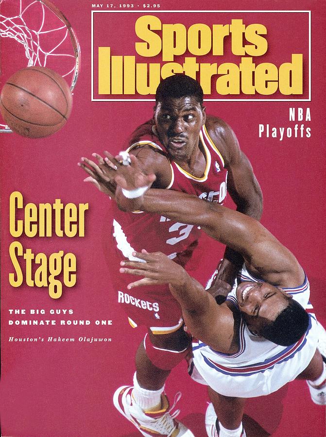 Hakeem Olajuwon NBA Playoffs Action Photograph - Houston Rockets Hakeem Olajuwon, 1993 Nba Western Sports Illustrated Cover by Sports Illustrated