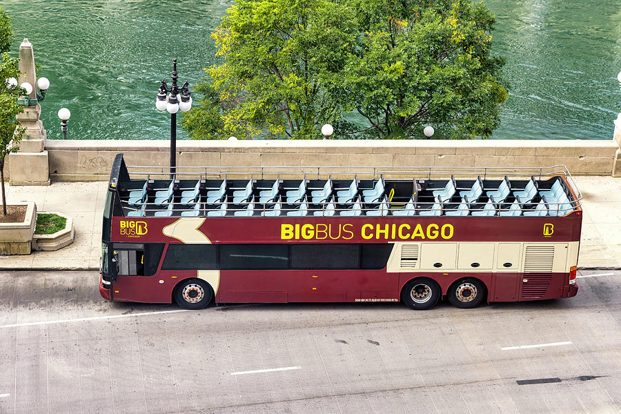 Illinois, Chicago, Parked Empty Tour Bus Digital Art by Claudia Uripos