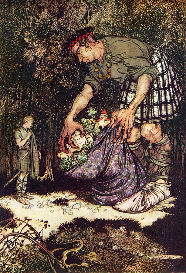 In A Twinkling The Giant Put Each Garden, And Orchard by Arthur Rackham