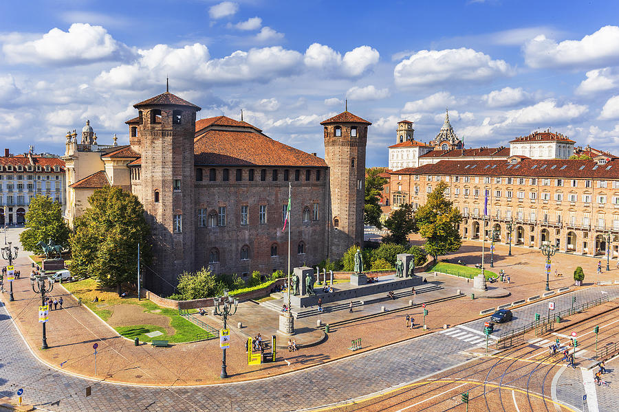 Italy, Piedmont, Torino District, Residences Of The Royal House Of Savoy, Turin, Piazza Castello, Palazzo Madama And Royal Palace Digital Art by Luigi Vaccarella