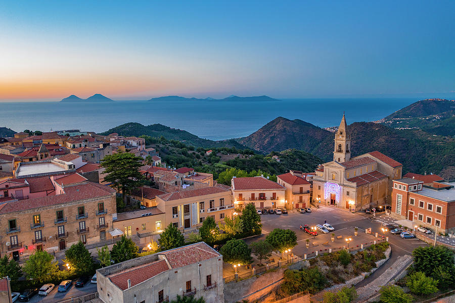 Italy, Sicily, Messina District, Mediterranean Sea, Naso, The Village Of Naso Seen From Above Digital Art by Antonino Bartuccio