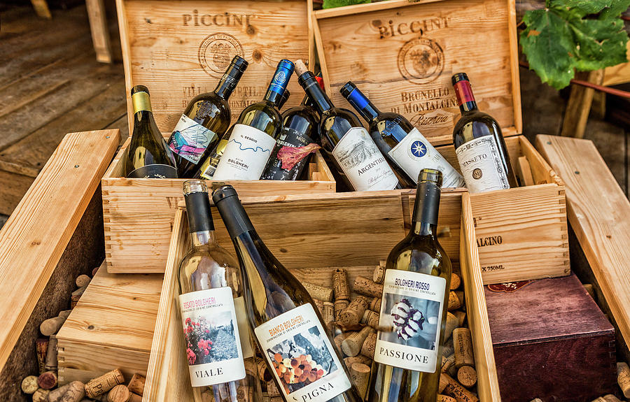 Italy, Tuscany, Livorno District, Maremma, Bolgheri, Detail Of Some Of The Most Famous Tuscan Wines Digital Art by Massimo Borchi