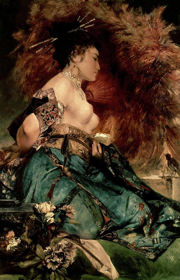 Japanese girl - 19th century - oil on canvas. by Hans Makart -1840