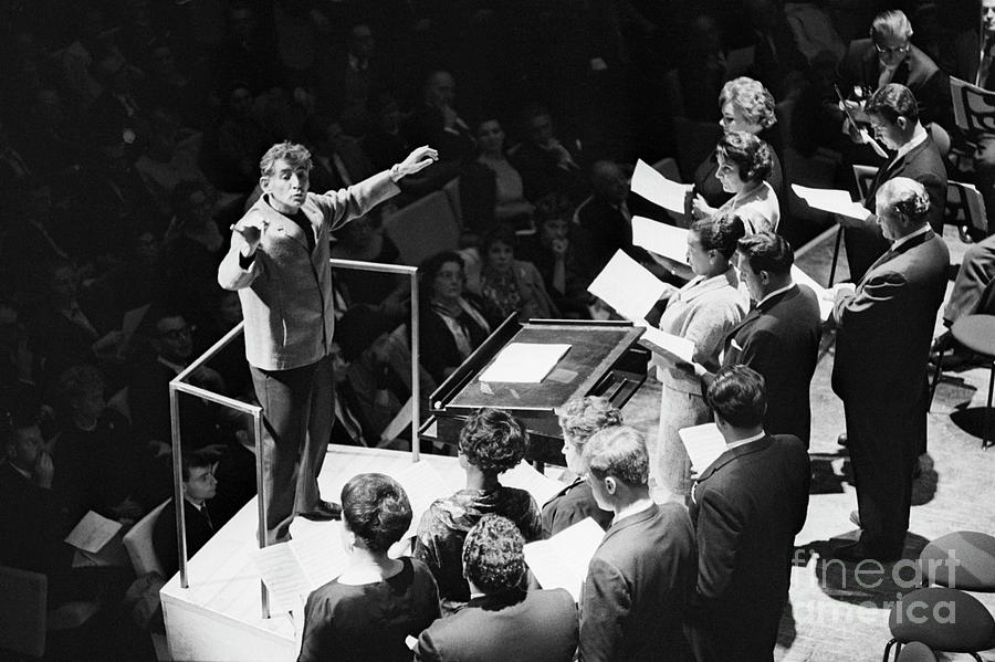 Leonard Bernstein Conducting Orchestra by Bettmann
