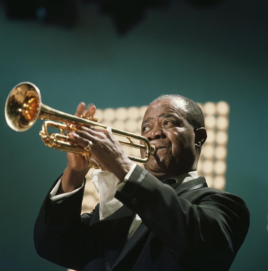 Louis Armstrong Playing Trumpet Photograph - Louis Armstrong by David Redfern