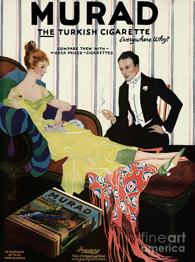 murad cigarette Man In Tuxedo Smoking Murad Cigarette by Bettmann