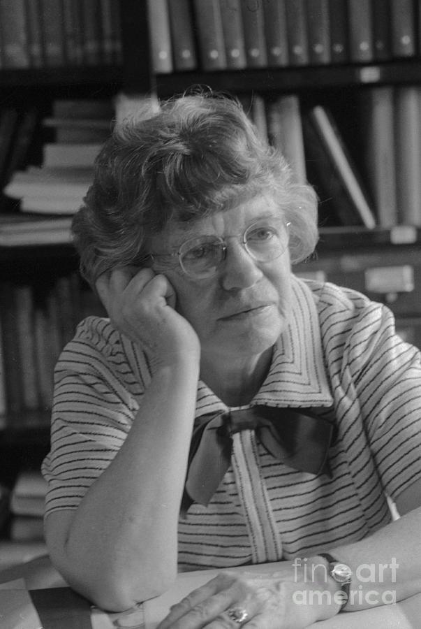 Margaret Mead In Pensive Position by Bettmann