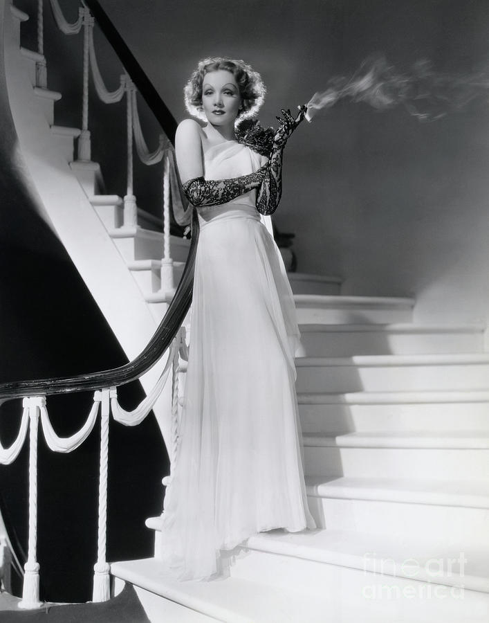 marlene dietrich cigarette holder Marlene Dietrich Smoking On Staircase by Bettmann