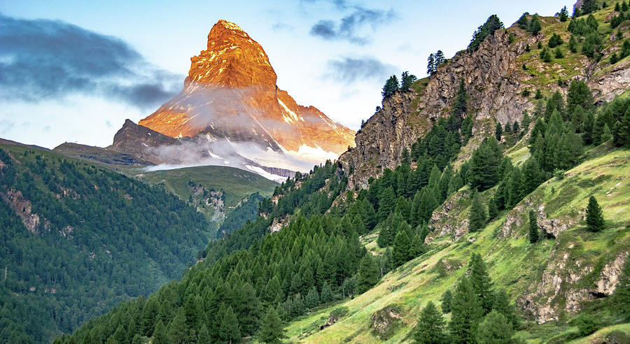 Matterhorn in Golden Light Photograph by Marcy Wielfaert