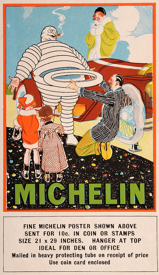 Poster Vintage Michelin - Publicité Gomme Automobile - Fabriqué En Italie