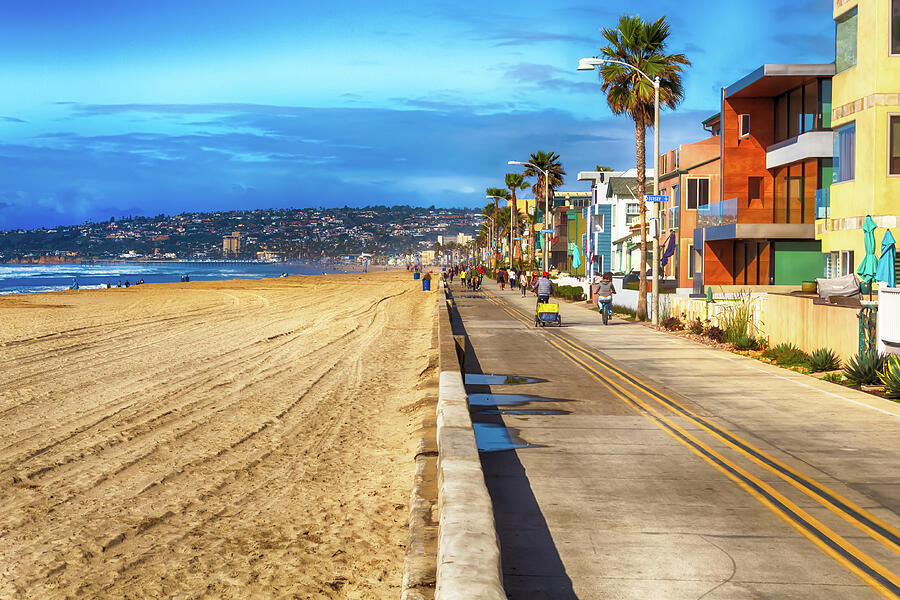 Sunny Day on Mission Beach Photograph - Mission Beach Boardwalk by Alison Frank