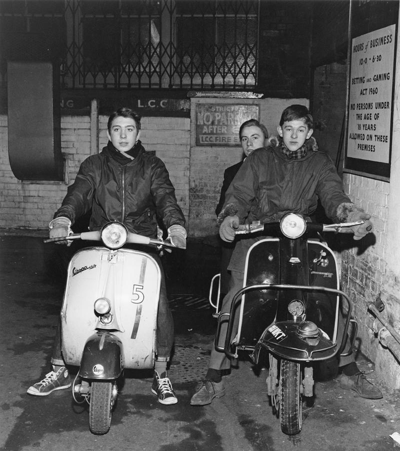 Teenagers on Vintage Scooters Photograph - Mods In Soho by David Redfern
