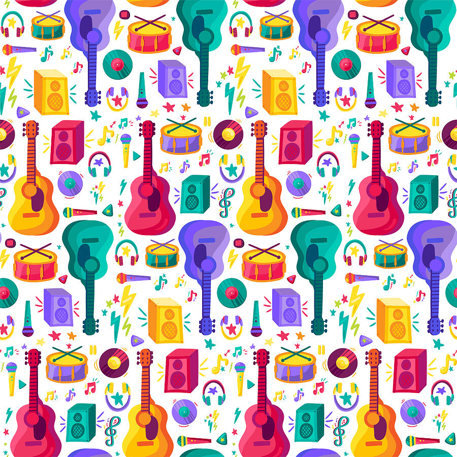 Music Pattern Drawing Colorful Musical Pattern #3 by Marika Barsrsind