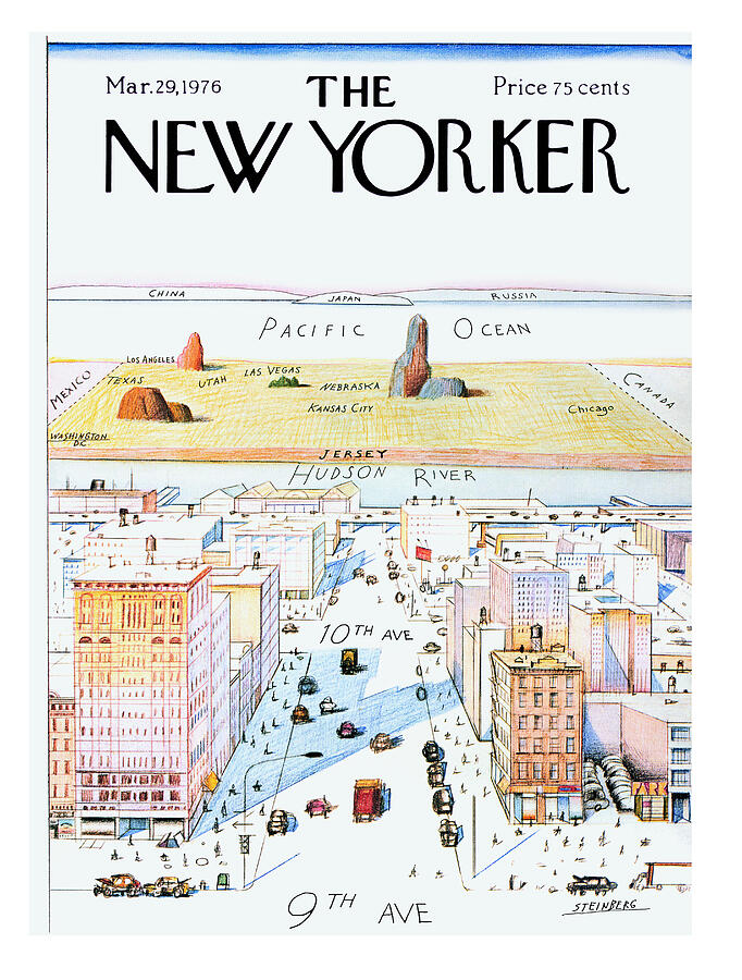 アート・デザイン・音楽 Steinberg at The New Yorker Poster | The New Yorker New York Skyline Art Saul Steinberg | MORYARTY