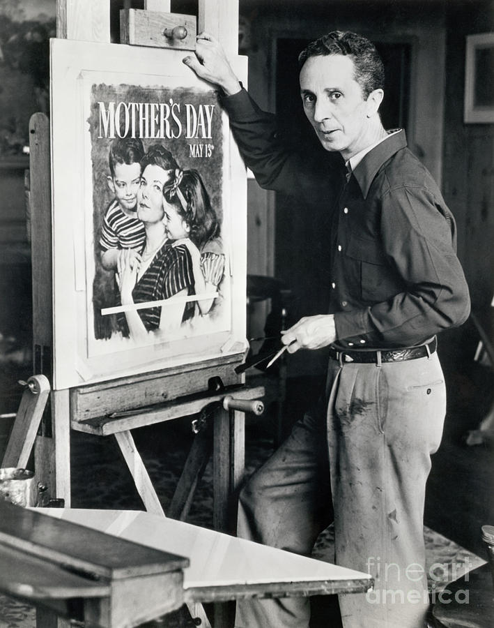 Norman Rockwell Working On Mothers Day by Bettmann