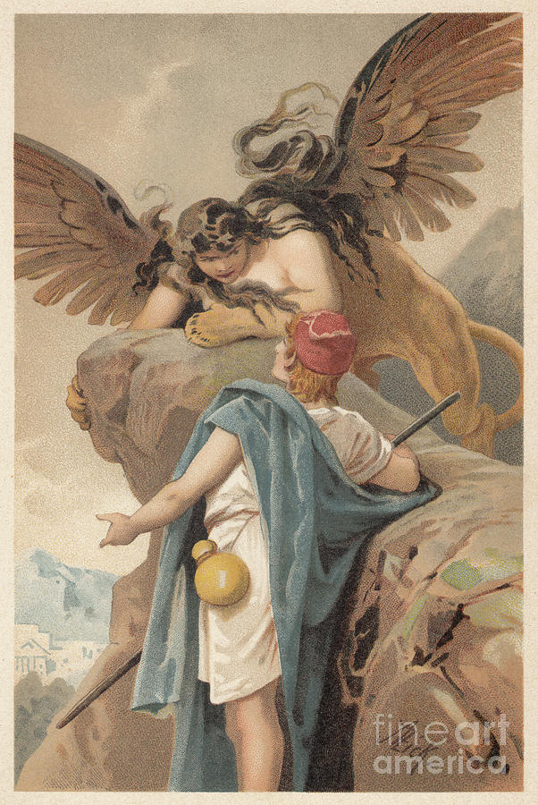 Oedipus And The Sphinx, Greek by Zu 09