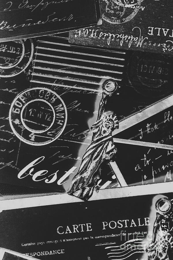 Retro Postage and Statue of Liberty Photograph - Old postage insignia by Jorgo Photography