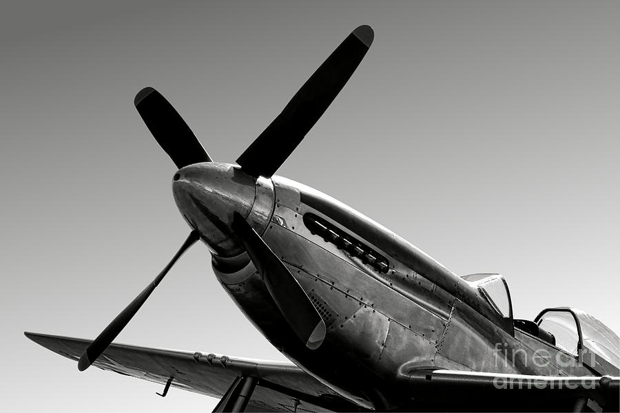Vintage Fighter Plane Close-Up Photograph - P-51 Mustang by Olivier Le Queinec