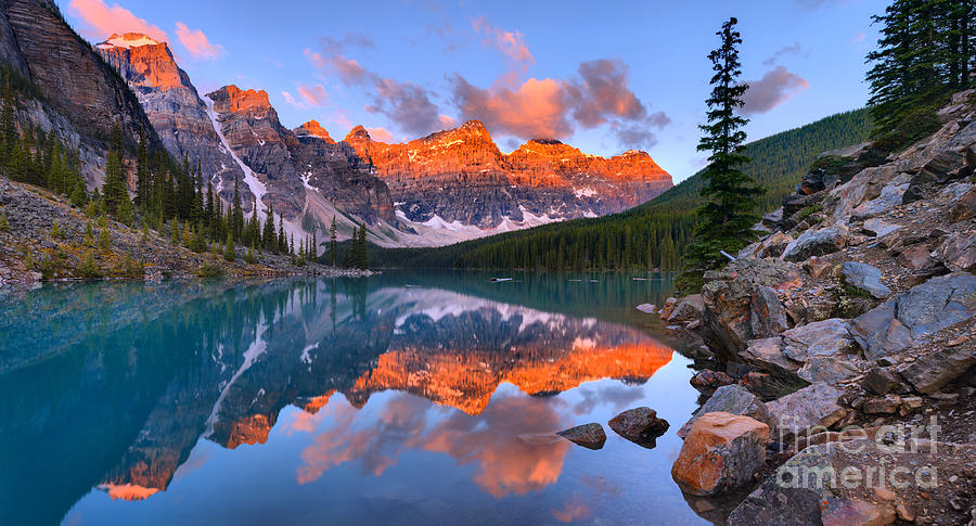 Panoramic Sunrise At Moraine Lake Photograph by Adam Jewell