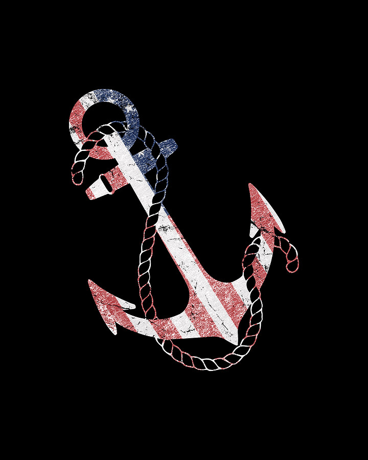 Patriotic American Flag Anchor Digital Art by Flippin Sweet Gear