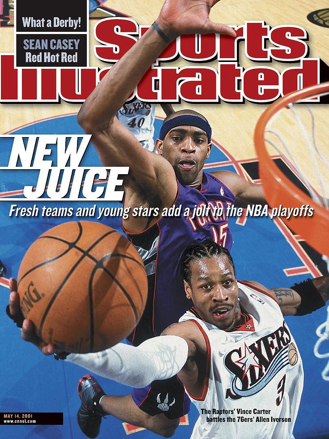 Vince Carter and Allen Iverson Duel Photograph - Philadelphia 76ers Allen Iverson, 2001 Nba Eastern Sports Illustrated Cover by Sports Illustrated