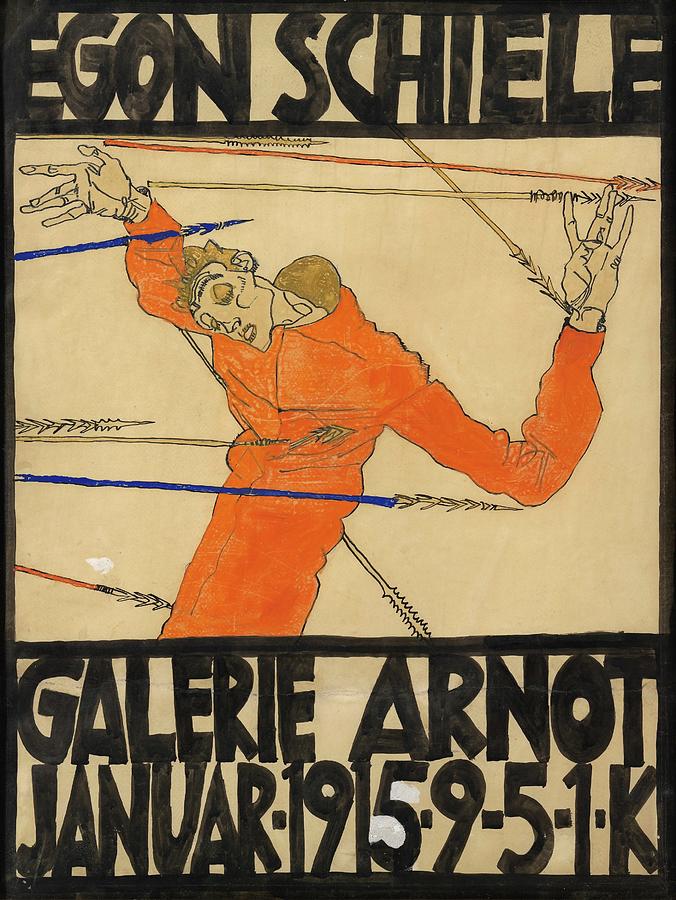 Egon Schiele Exhibition Poster Painting - Plakat Der Schiele-ausstellung In Der Galerie Arnot by Egon Schiele