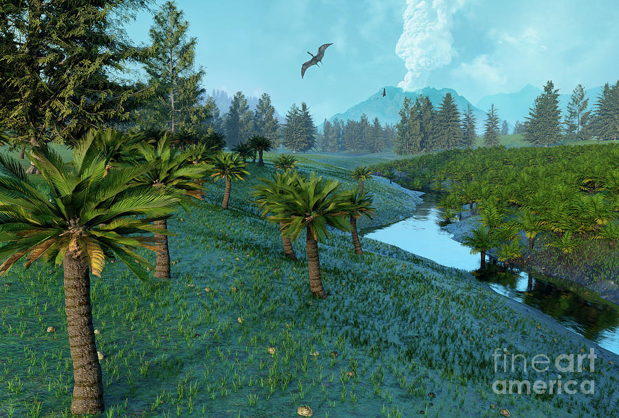 Plants In The Cretaceous Period by Mark Garlick / Science Photo Library