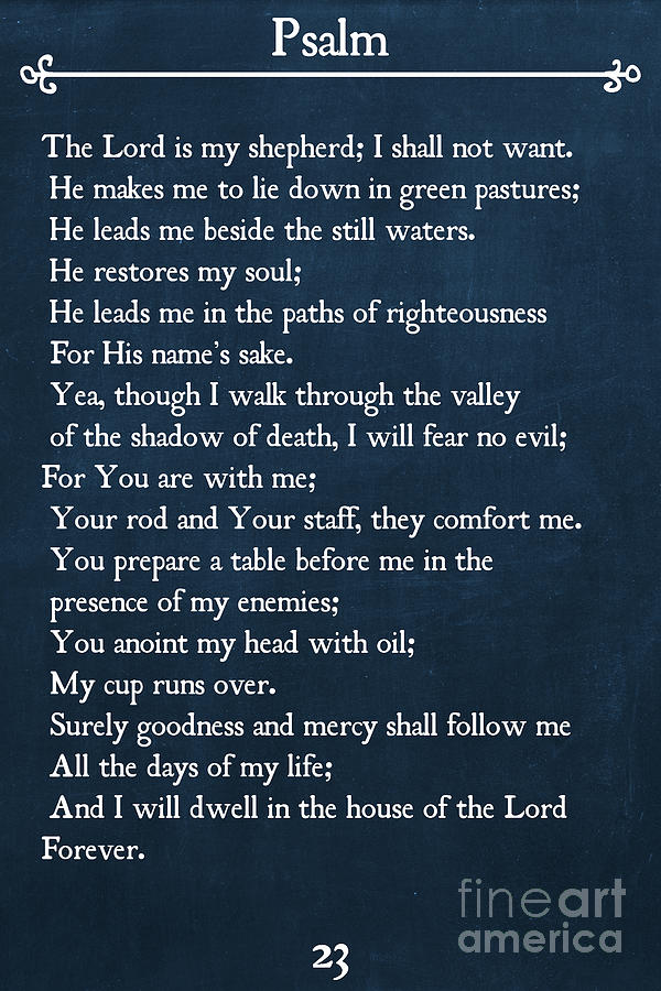 Psalm 23-Bible Verse Wall Art Collection Painting by Mark Lawrence