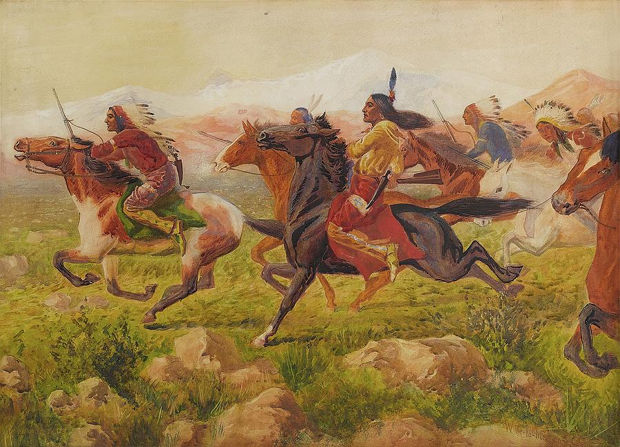 Racing The Steam Train Painting by William De La Montagne Cary