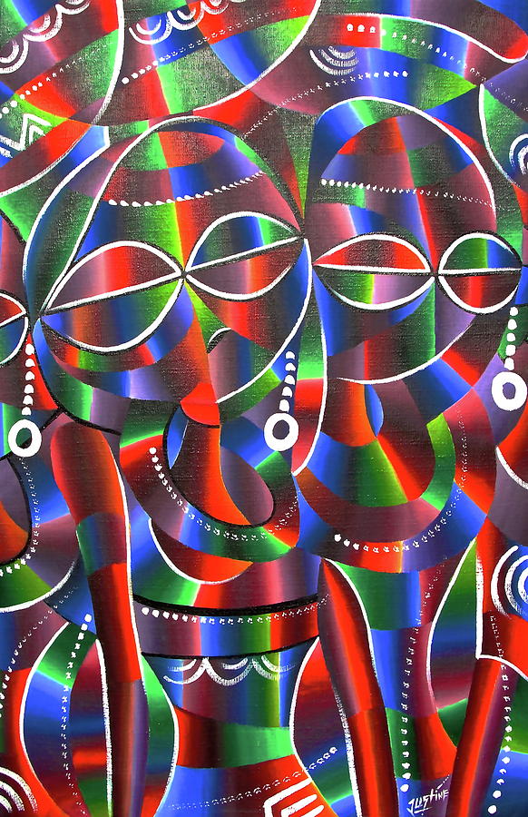 Red Beauty of Women Painting by Justin Laryea