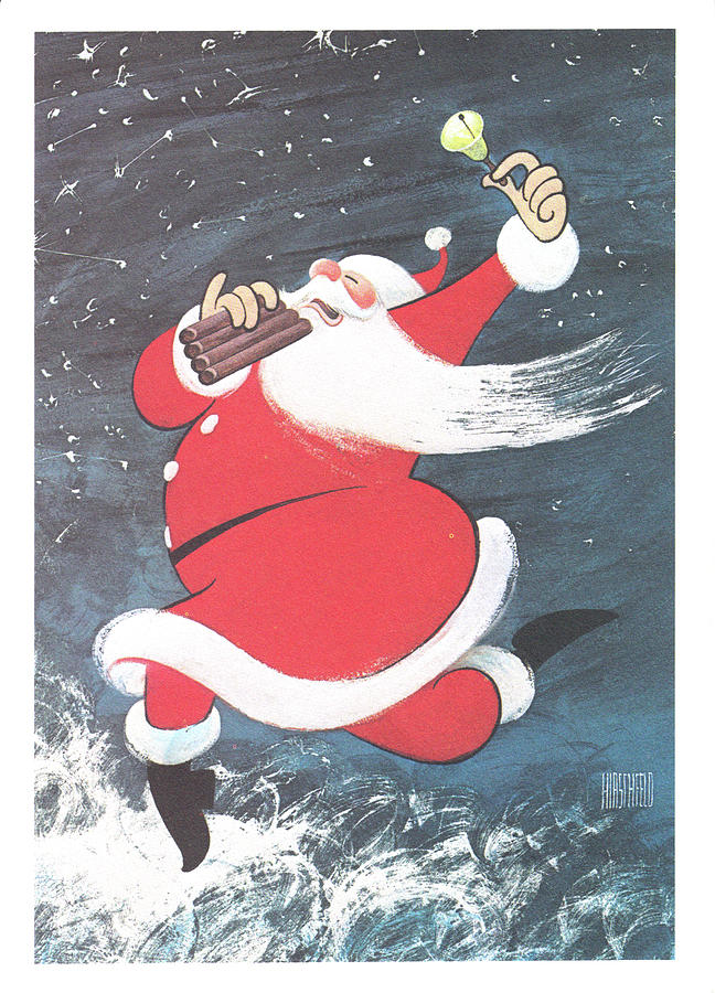 Santa Claus Joyfully Celebrating Drawing - Santa Claus by Al Hirschfeld