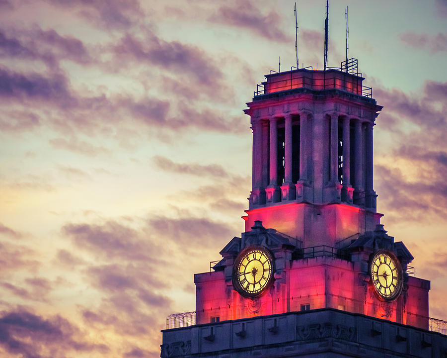 Clock Tower at Sunset Photograph - Shining Tower by Slow Fuse Photography